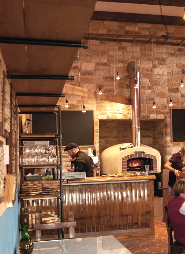 Wood-fired pizza oven and kitchen at Bent Ridge Winery and Brewery in Windsor Nova Scotia